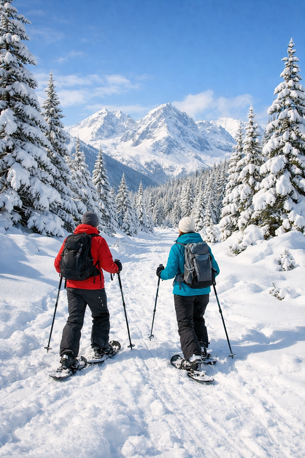 Guided snowshoeing adventure